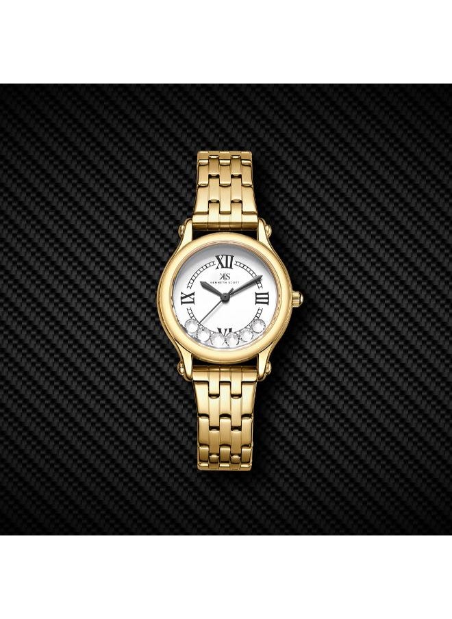KENNETH SCOTT Women's Analog Display Watch With Gold Stainless Steel Strap - K25510-GBGW  - Image 4