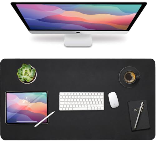 Vine Creations Leather Desk Mat Large 36" x 20", Desk Protector Mat, PU Leather Desk Pad, Non-Slip Large Mouse Pad, Desk Blotter, Desk Pads on Top of Desks, Home Office Desk Matt for Desktop (Black) - Image 1