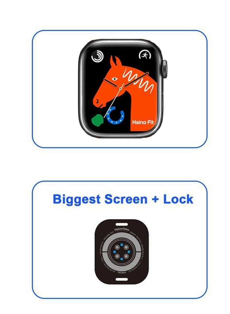 هينو تيكو هاينو تيكو ألمانيا ساعة ذكية T86 HD الأعلى أكبر شاشة 45 ملم مع 2 حزام وشاحن لاسلكي للرجال والنساء - Image 3