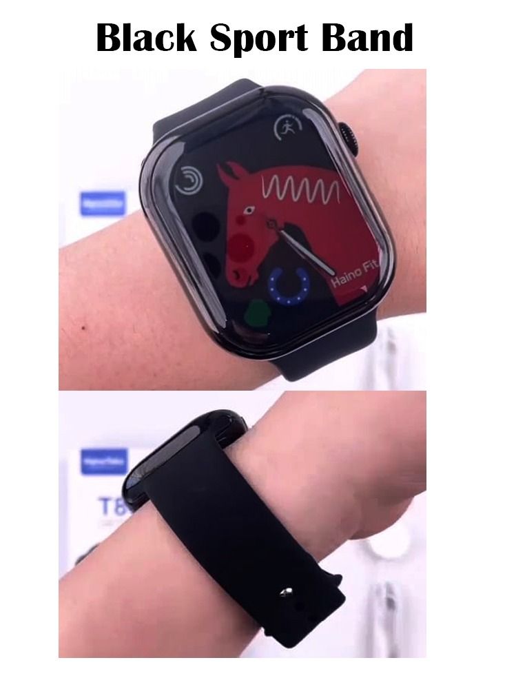 هينو تيكو هاينو تيكو ألمانيا ساعة ذكية T86 HD الأعلى أكبر شاشة 45 ملم مع 2 حزام وشاحن لاسلكي للرجال والنساء - Image 5
