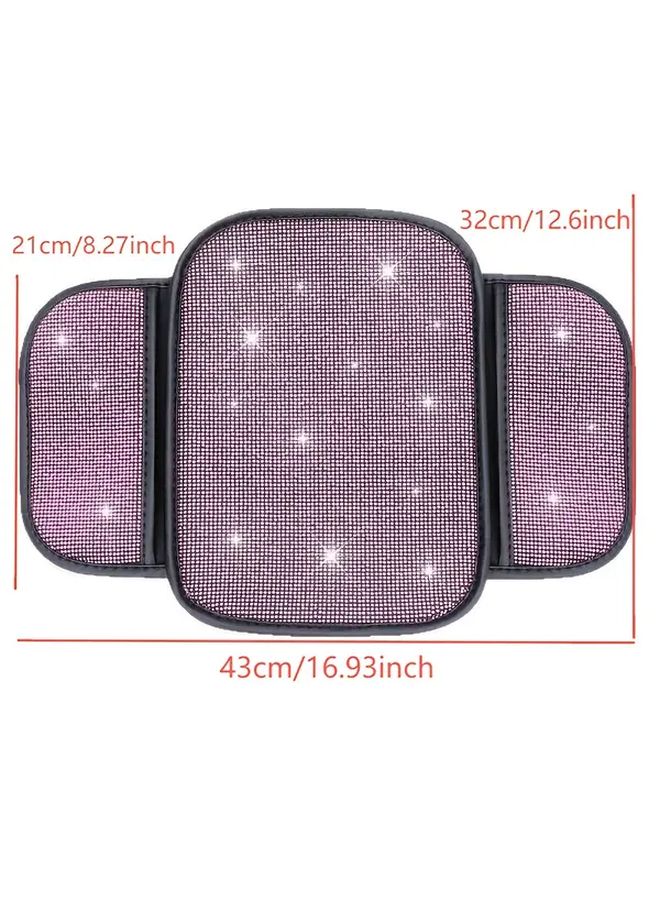 Red Rhinestone Car Armrest Cushion Pad Ergonomic Faux Leather Luxury Interior Decoration - Image 2