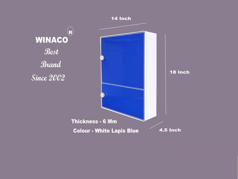 WINACO Aarti 6 MM Off White Lapis Blue (14"x 4.5" x 18") Acrylic Bathroom Storage Organizer (White Lapis Blue) - Image 2
