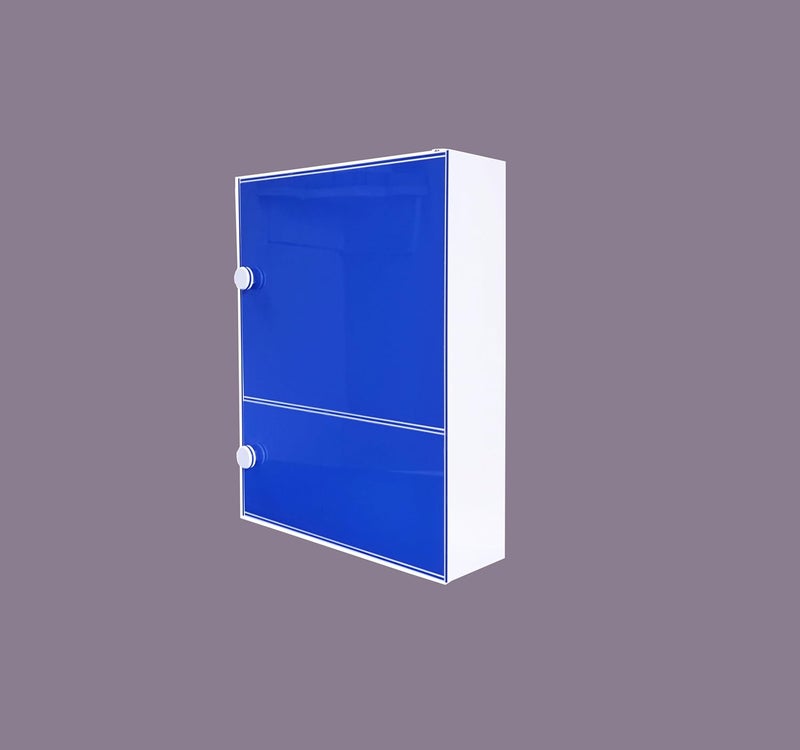 WINACO Aarti 6 MM Off White Lapis Blue (14"x 4.5" x 18") Acrylic Bathroom Storage Organizer (White Lapis Blue) - Image 1