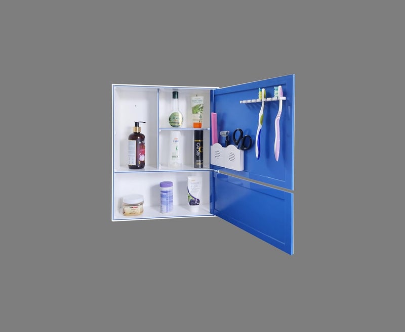 WINACO Aarti 6 MM Off White Lapis Blue (14"x 4.5" x 18") Acrylic Bathroom Storage Organizer (White Lapis Blue) - Image 4
