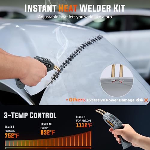 Katerk Cordless Plastic Welder 400 Staples Included 3Temperature Settings USB Rechargeable Portable Plastic Welding Kit Perfect for DIY Projects BumperToys Repair - Image 3