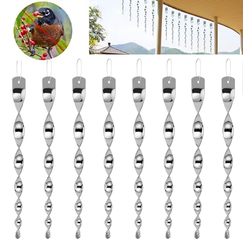 Gozaqe Bird Repellent Reflective Scare Rods,Bird Repellent For Balcony,Hanging Silver Plastic Rod Reflective Bird Deterrent Device,Pigeon Scarer Keep All Birds Away From Your House,Garden(8 Pcs) - Image 1