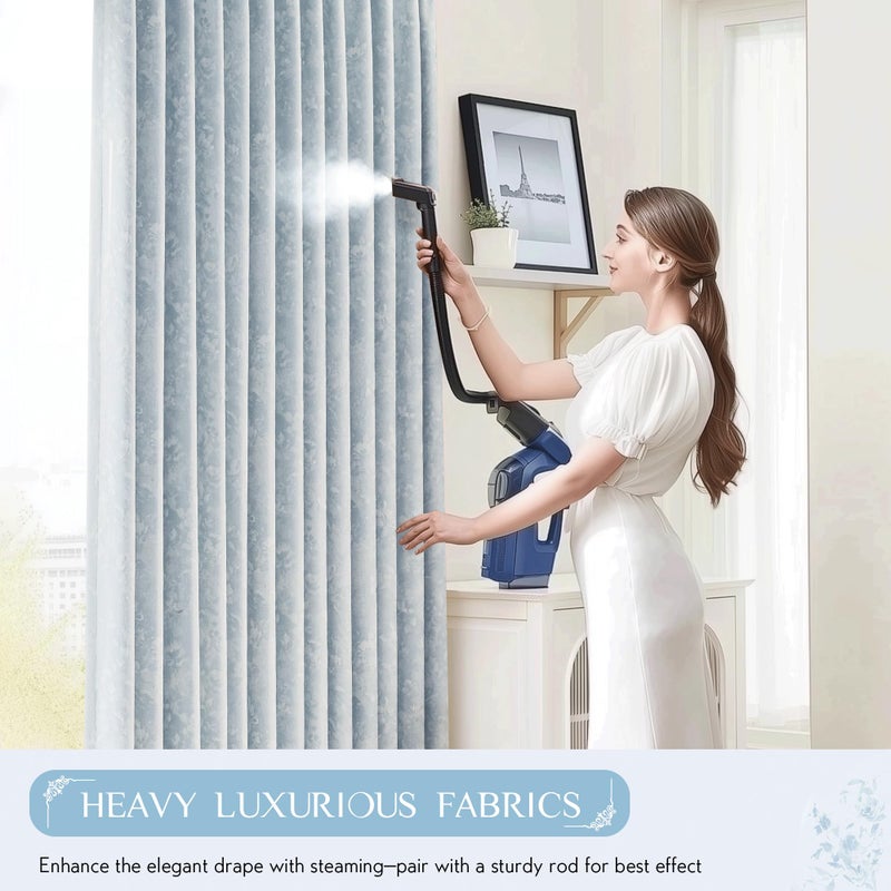 Beauoop Blue Floral Jacquard Blackout Curtains 84 Inches Long 2 Panels for Bedroom Living Room Chenille Flower Room Darkening Thermal Insulated Soundproof Grommet Window Treatments Drapes, 52x84 - Image 5