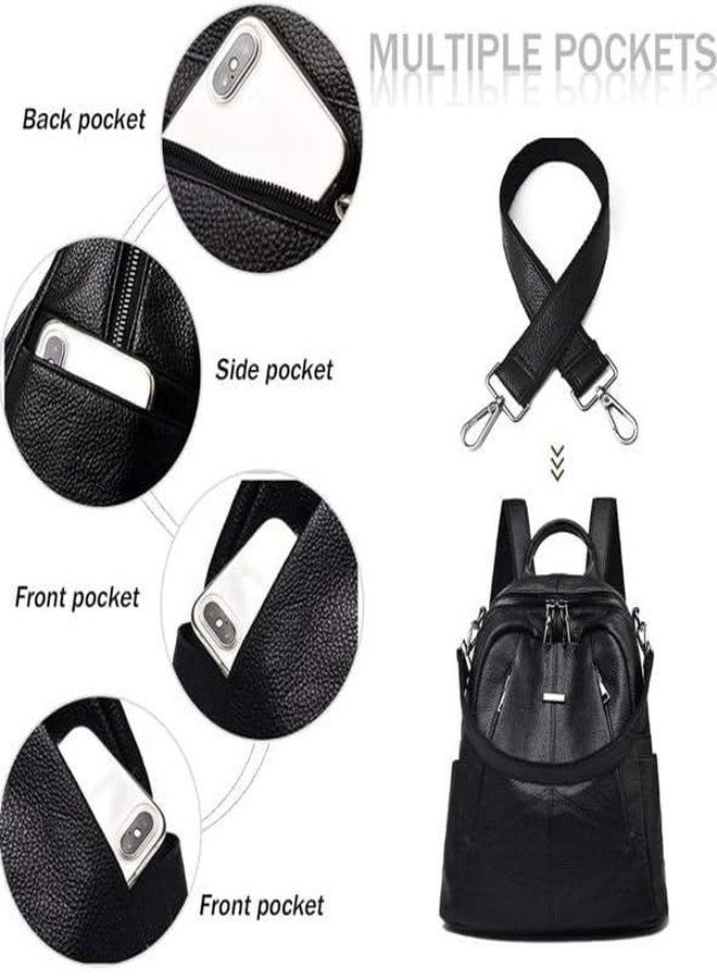 JAISOM Mettle Black Backpack for Women & Men | Premium Pebbled Leather Finish | Anti-Theft Hidden Zippers | Spacious Multi-Compartment Storage | Water-Resistant Stylish Everyday Travel Bag - Image 4
