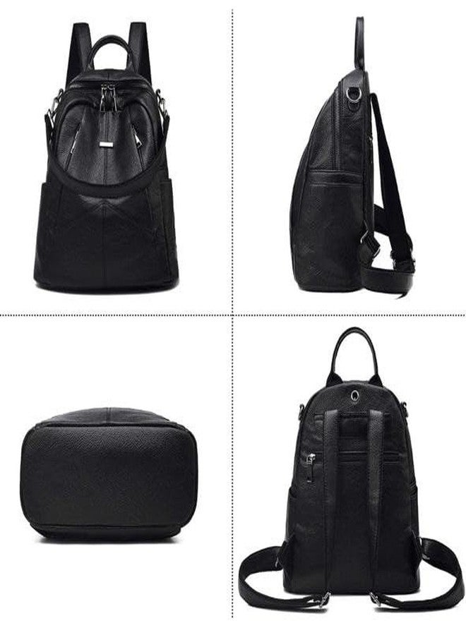 JAISOM Mettle Black Backpack for Women & Men | Premium Pebbled Leather Finish | Anti-Theft Hidden Zippers | Spacious Multi-Compartment Storage | Water-Resistant Stylish Everyday Travel Bag - Image 2