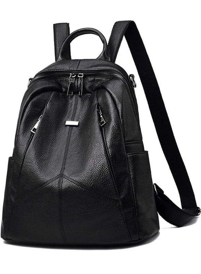 JAISOM Mettle Black Backpack for Women & Men | Premium Pebbled Leather Finish | Anti-Theft Hidden Zippers | Spacious Multi-Compartment Storage | Water-Resistant Stylish Everyday Travel Bag - Image 1