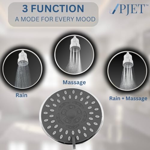 PJET Zerra Water Filter for Shower Head | 3-Modes for Hard Water | Chlorine Reduction & Limescale Removal | Shower Filter for Bathroom | Silver Finish | Fits All Showers - Image 2