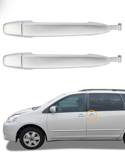 Gledewen Sliding Door Handles Compatible with Toyota Sienna 20042010 Chrome Exterior Rear Left Driver Right Passenger Side Replace 82496 6921308020 6922708040 Silver Outside Door Handle Set Part - Image 1