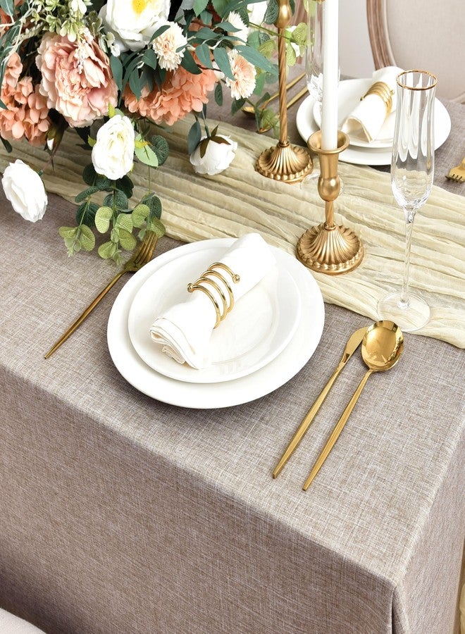 Fitable Faux Linen Tablecloths for Rectangle Tables: Water & Stain Resistant Farmhouse Table Cloth, Washable Burlap Textured Table Covers for Kitchen Dining Party(2 Pack, 60x102 Inch, Nature) - Image 3