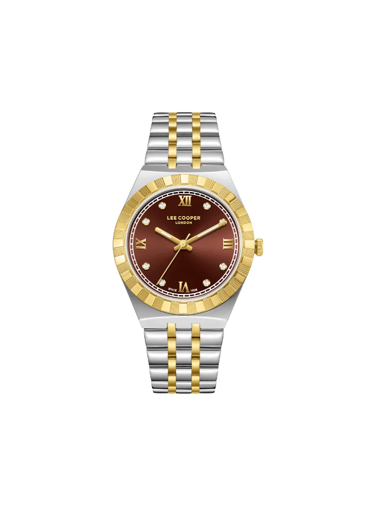 لي كوبر LEE COOPER LC08059.240 Women's Analog Display Watch & Metal Strap Silver/Gold