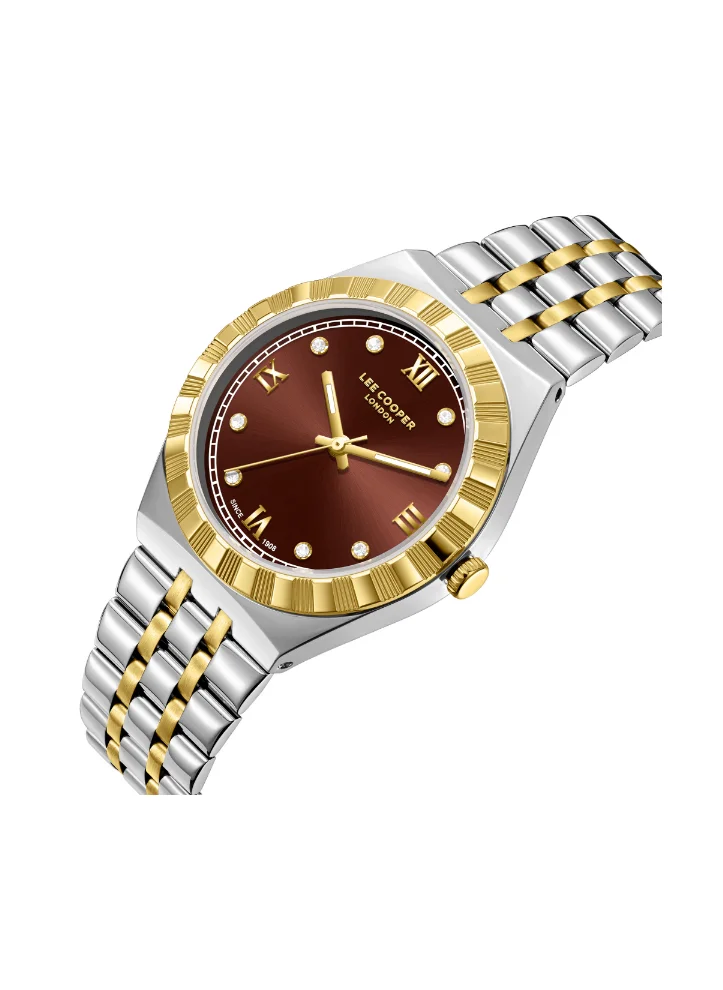 لي كوبر LEE COOPER LC08059.240 Women's Analog Display Watch & Metal Strap Silver/Gold