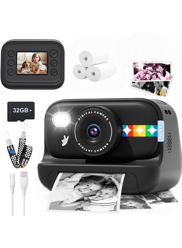 Lecran Instant Print Camera for Kids, 48MP Photos 1080P Digital Video Camera, 32GB Card White - Image 1