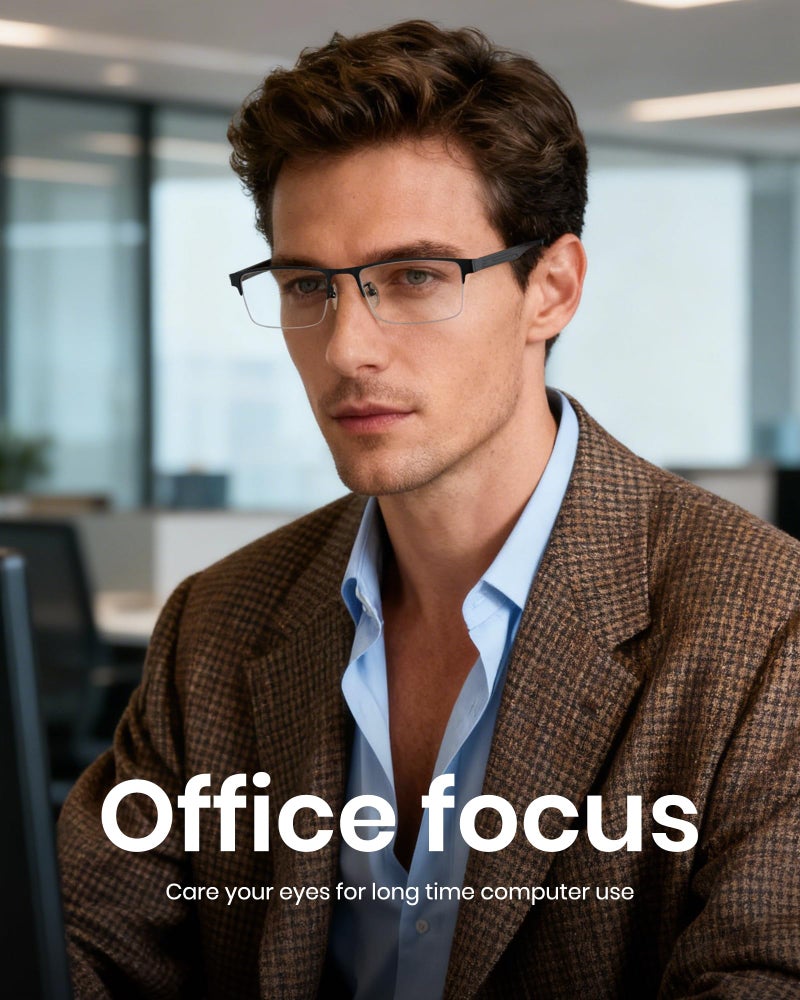 Cyxus Blue Light Blocking Glasses for Men Woman Semi Rim Computer Gaming Office Study Eyeglasses with UV Protection 8001 - Image 2