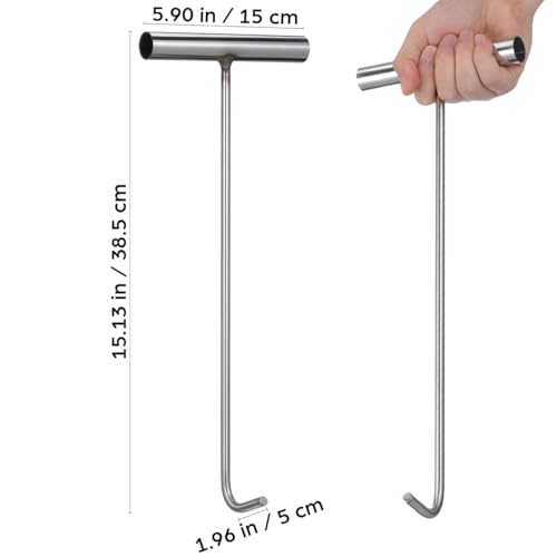 DOITOOL Manhole Hook 15 Inch Stainless Steel T Handle Manhole Cover Lifter Lifting Hook Hand Tool with Blunt Tip Storm Drain Puller Tool for Septic Tank Lids - Image 3