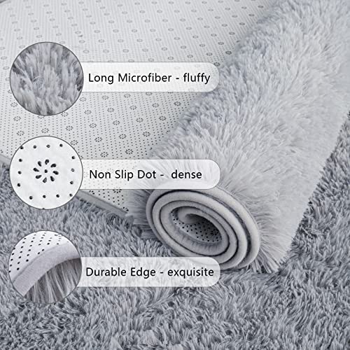 Chicrug Soft Area Rugs for Bedroom Living Room Plush Fluffy Rug 4x6 Feet, Shag Furry Area Rug Carpet Non Shedding for Nursery Children Kids Girls Room Home Decorative, Grey - Image 5
