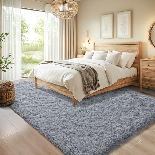 Chicrug Soft Area Rugs for Bedroom Living Room Plush Fluffy Rug 4x6 Feet, Shag Furry Area Rug Carpet Non Shedding for Nursery Children Kids Girls Room Home Decorative, Grey - Image 4