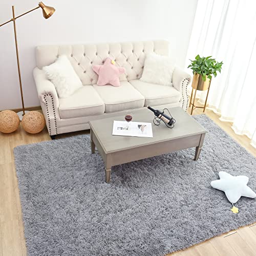 Chicrug Soft Area Rugs for Bedroom Living Room Plush Fluffy Rug 4x6 Feet, Shag Furry Area Rug Carpet Non Shedding for Nursery Children Kids Girls Room Home Decorative, Grey - Image 2