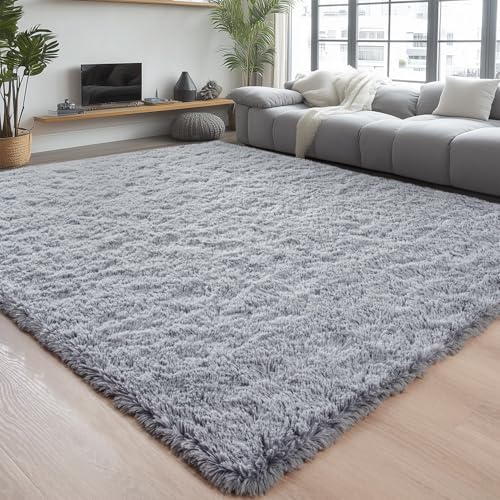 Chicrug Soft Area Rugs for Bedroom Living Room Plush Fluffy Rug 4x6 Feet, Shag Furry Area Rug Carpet Non Shedding for Nursery Children Kids Girls Room Home Decorative, Grey - Image 1