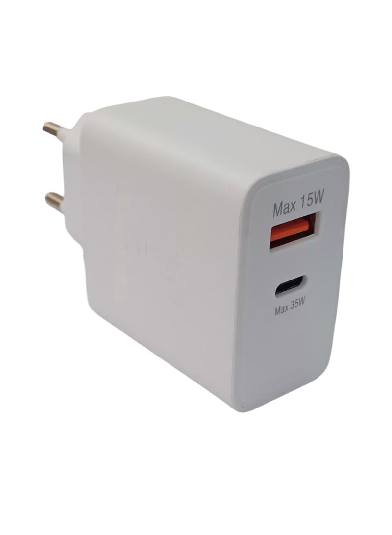 Fast Adapter 35W Dual USB-A/Type-C Compatible With Samsung Devices - Image 1