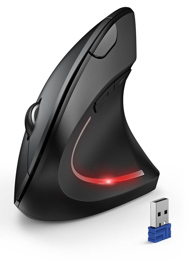 TECKNET Ergonomic Mouse, Wireless Bluetooth Vertical Mouse, 4800 DPI Optical Tracking, 6 Adjustable DPI, Quiet Clicks, 2.4GHz with USB A Receiver, 6 Buttons, Wide Compatibility(Standard) - Image 1
