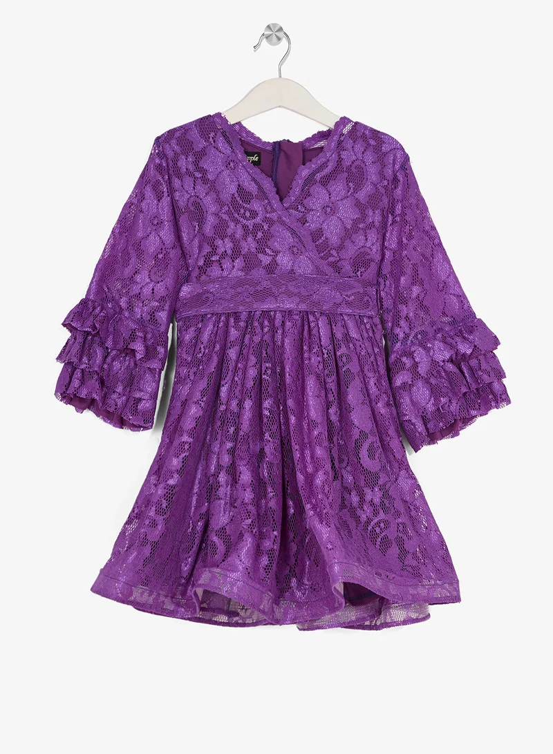 ليتل جولدن ابل فستان بأكمام مكشكشة