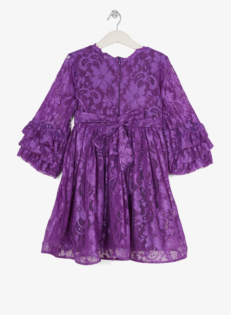 ليتل جولدن ابل فستان بأكمام مكشكشة