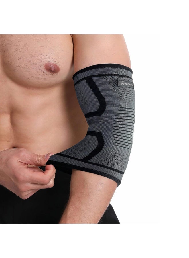 كمادة ضغط للركبة | دعامة المرفق لعلاج التهاب الأوتار وركبة التنس للنساء | دعم الذراع لدعم مرفق لاعب الغولف | تخفيف آلام المرفق للنساء والرجال | دعامة لركبة التنس (أسود، وسط) - Image 1