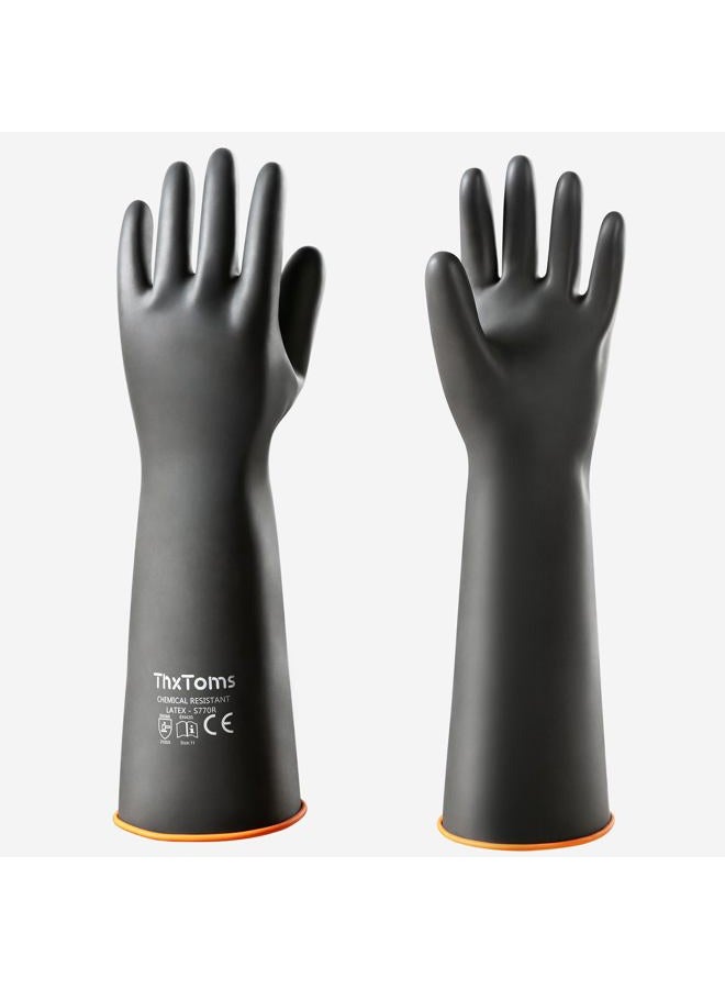ThxToms Chemical Resistant Gloves,Heavy Duty Long Rubber Gloves,Puncture Resistant, Resist Acid,Oil,Alkali, Waterproof for Industrial Cleaning, Gardening, 18", 1 Pair - Image 1