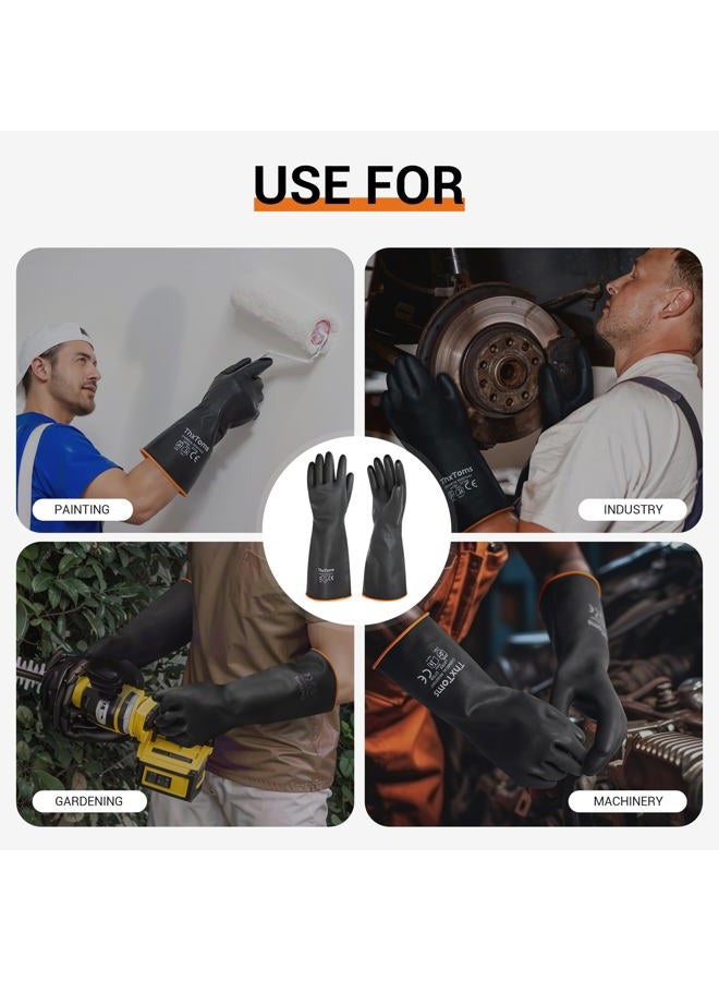 ThxToms Chemical Resistant Gloves,Heavy Duty Long Rubber Gloves,Puncture Resistant, Resist Acid,Oil,Alkali, Waterproof for Industrial Cleaning, Gardening, 18", 1 Pair - Image 5