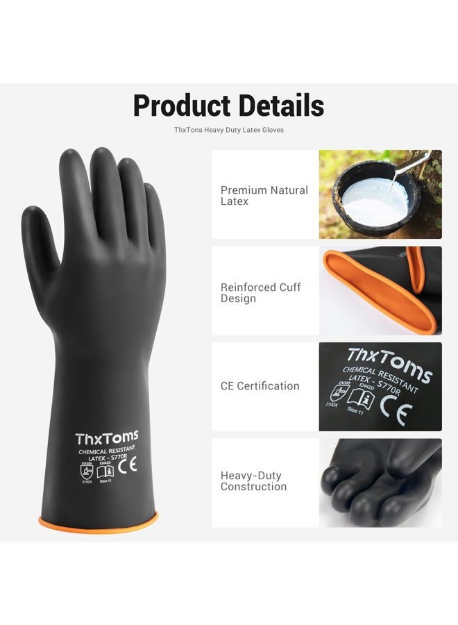 ThxToms Chemical Resistant Gloves,Heavy Duty Long Rubber Gloves,Puncture Resistant, Resist Acid,Oil,Alkali, Waterproof for Industrial Cleaning, Gardening, 18", 1 Pair - Image 3