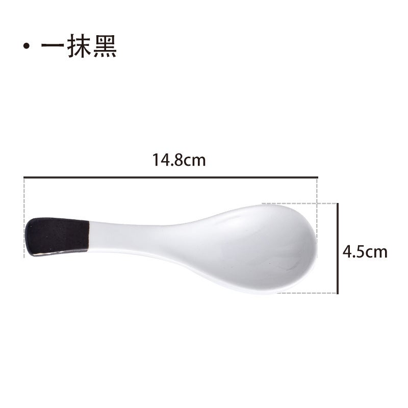Ceramic Soup Spoon Japanese Style Retro Tableware A touch of black