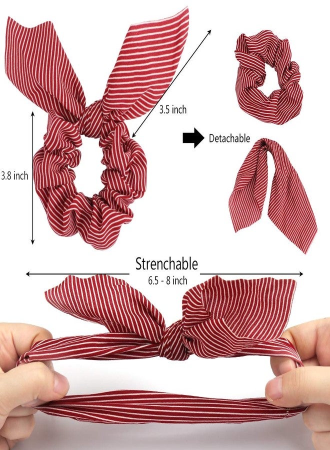 AOPRIE Chiffon Hair Bunny Ear Scrunchies with Bow - 20Pcs Elegant Hair Elastics, Ponytail Holders & Soft Hair Bands - Image 3