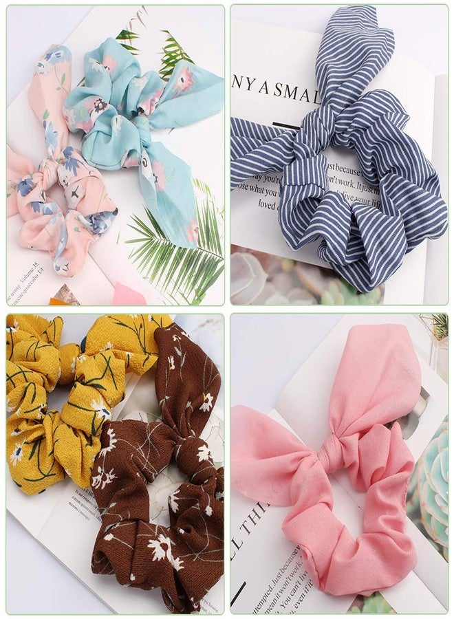 AOPRIE Chiffon Hair Bunny Ear Scrunchies with Bow - 20Pcs Elegant Hair Elastics, Ponytail Holders & Soft Hair Bands - Image 2