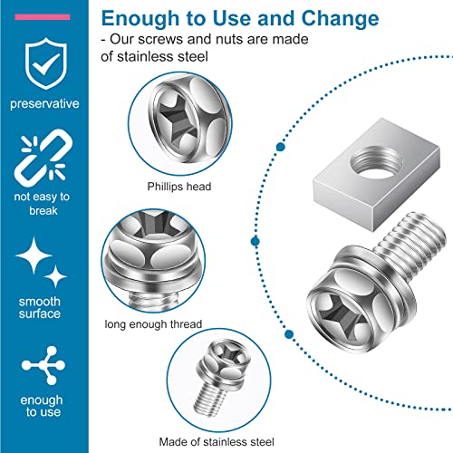 LEIFIDE 48 Pack Motorcycle Battery Terminal Nuts and Bolt Kit M6 x 10 mm 12 mm 16 mm 20 mm Bolt Square Nut Kit Stainless Steel Motorcycle Battery Screw Set for ATV Bike Scooter - Image 3