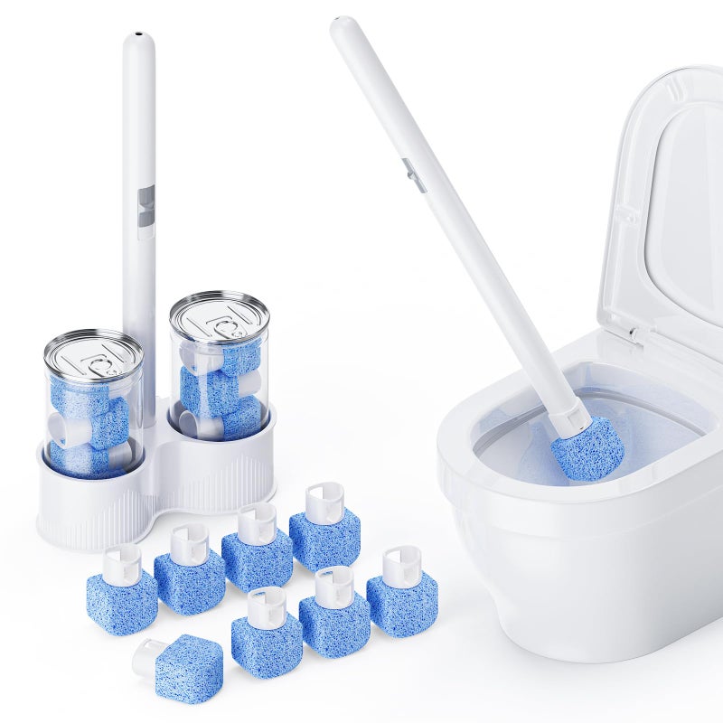 HelpX 8 Pack Pumice Stone Toilet Bowl Set with 18 in Extra Long Handle,White Holder Case,Pumice Stone for Cleaning, for Cleaning Toilets, Bathtubs, Grills, Swimming Pools, Sinks - Image 1