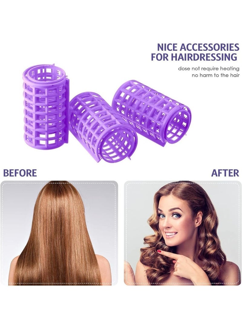 ChicAbode 12 Pieces Hair Roller, Large Size Plastic Hair Rollers Hair Curlers with Steel Pintail Comb Rat Tail Comb for Short Hair Long Hair Hairdressing Styling Tools (Random Color,6.8 x 3.6 cm) - Image 5
