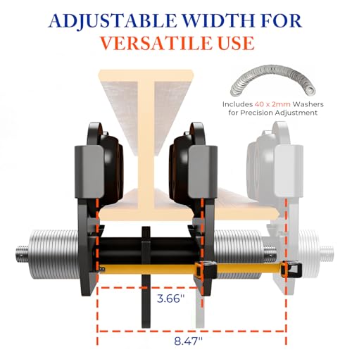 POWLAB I Beam Trolley 3 Ton Manual Adjustable for I-Beam Flange Width 3.66" - 8.46", Overhead Push Beam Trolley Heavy Duty Dual Side Wheels, for Garage Hoist for Straight Curved I Beam - Image 2