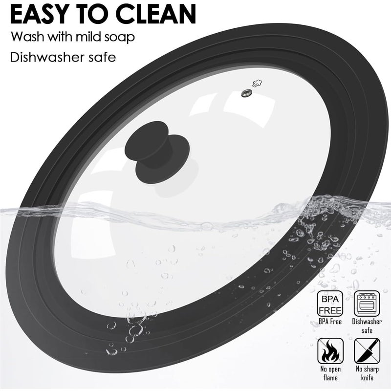 CORYTAO Universal Lid for Pots, Pans and Skillets, Tempered Glass Lid fit 9.5", 10", 11" Skillets, Pots, Frying Pans, Cast Iron, Crock Pot and Other Glass Covers Replacement - Image 4
