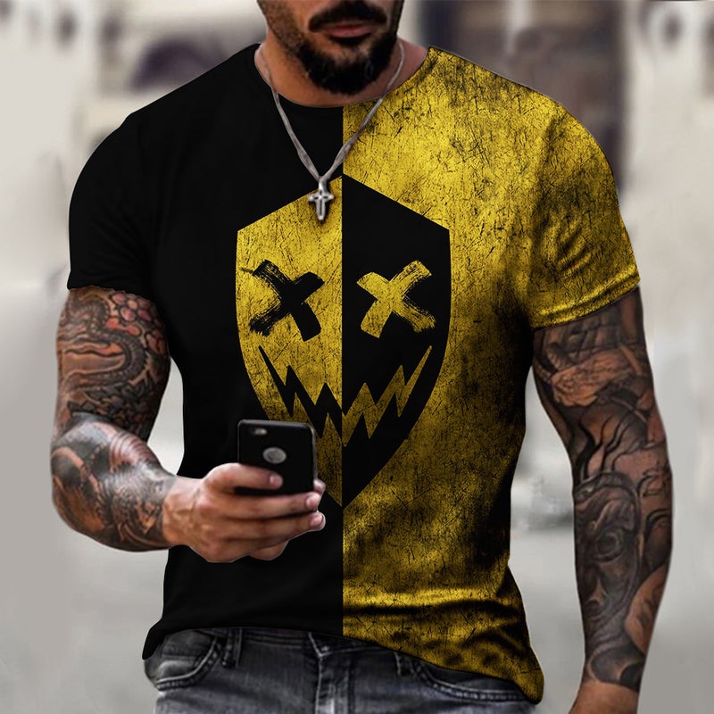 2023 Men'S Ant Flower Short-Sleeved Smiley Printed Men'S 3Dt Shirt Loose Fashionable - Image 4