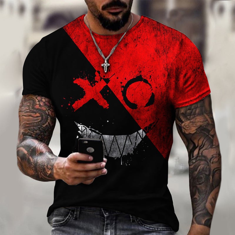 2023 Men'S Ant Flower Short-Sleeved Smiley Printed Men'S 3Dt Shirt Loose Fashionable - Image 3