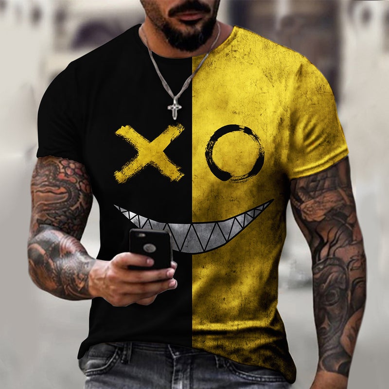 2023 Men'S Ant Flower Short-Sleeved Smiley Printed Men'S 3Dt Shirt Loose Fashionable - Image 5