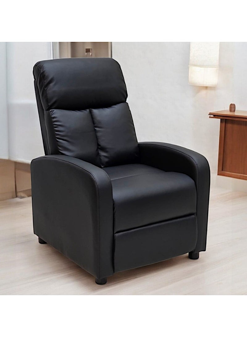 مفروشات صابر واخوانه (ذ.م.م) SBF Single Seater PU Leather Recliner Chair – Manual Reclining Sofa with Modern Design & Soft Padding – Comfortable One-Seater Lounge Chair for Living Room & Home Relaxation, Black  - Image 1