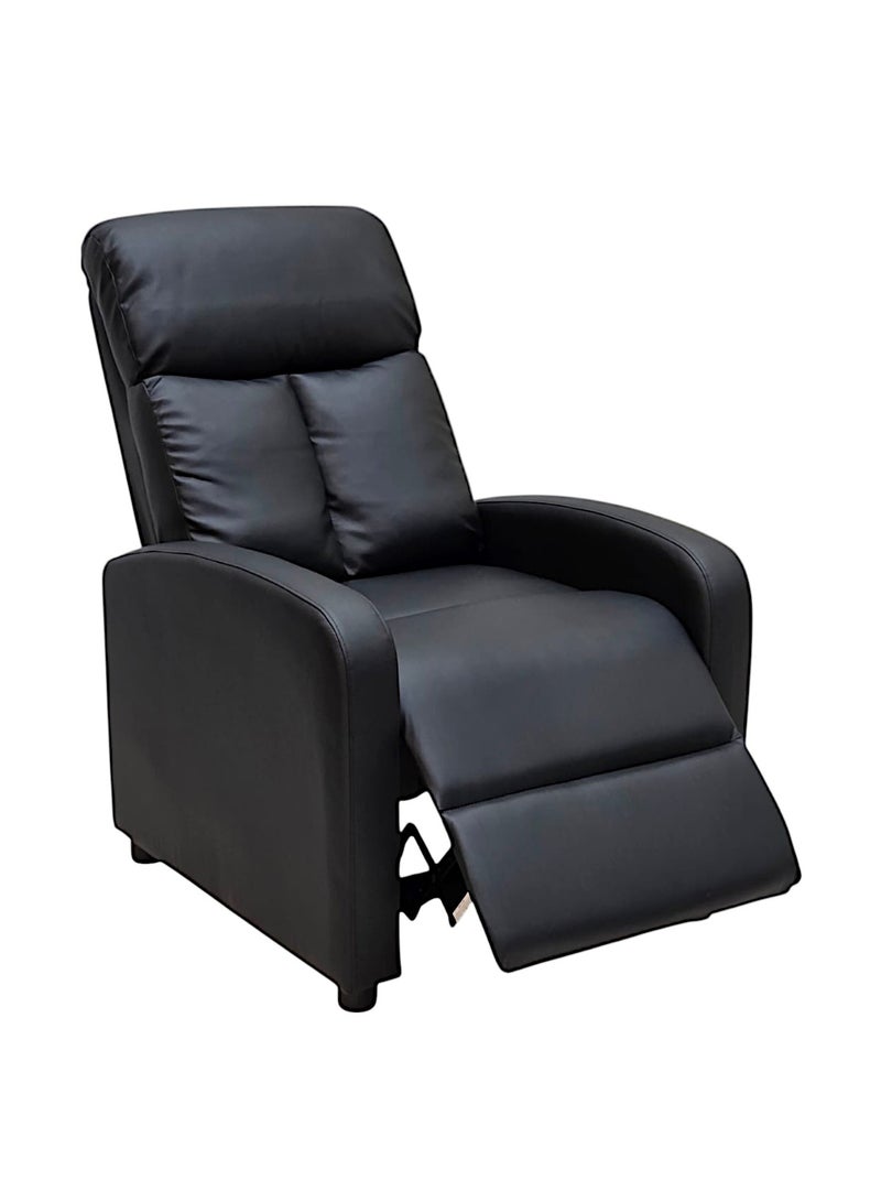 مفروشات صابر واخوانه (ذ.م.م) SBF Single Seater PU Leather Recliner Chair – Manual Reclining Sofa with Modern Design & Soft Padding – Comfortable One-Seater Lounge Chair for Living Room & Home Relaxation, Black  - Image 3