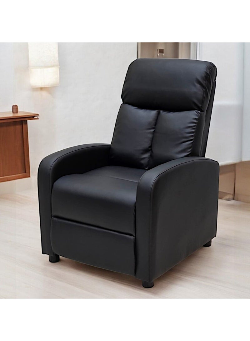 مفروشات صابر واخوانه (ذ.م.م) SBF Single Seater PU Leather Recliner Chair – Manual Reclining Sofa with Modern Design & Soft Padding – Comfortable One-Seater Lounge Chair for Living Room & Home Relaxation, Black  - Image 2
