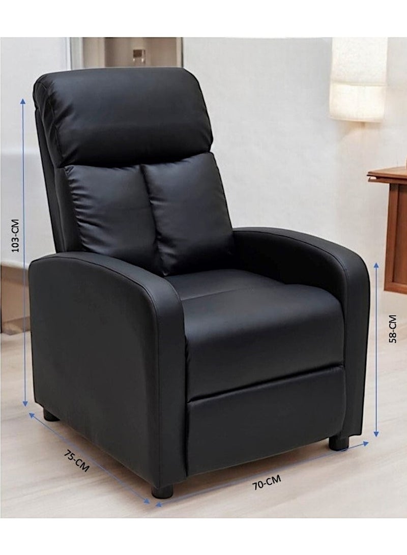 مفروشات صابر واخوانه (ذ.م.م) SBF Single Seater PU Leather Recliner Chair – Manual Reclining Sofa with Modern Design & Soft Padding – Comfortable One-Seater Lounge Chair for Living Room & Home Relaxation, Black  - Image 5