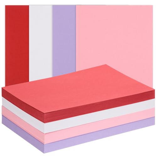 FOBSME 200 Sheets 5x7" Valentine's Day Cardstock Paper Blank 250gsm/92 lb Thick Paper Printable Heavyweight Card Stock Paper for Wedding Invitations,Greeting Cards, Postcards(Red, White, Pink, Purple) - Image 1